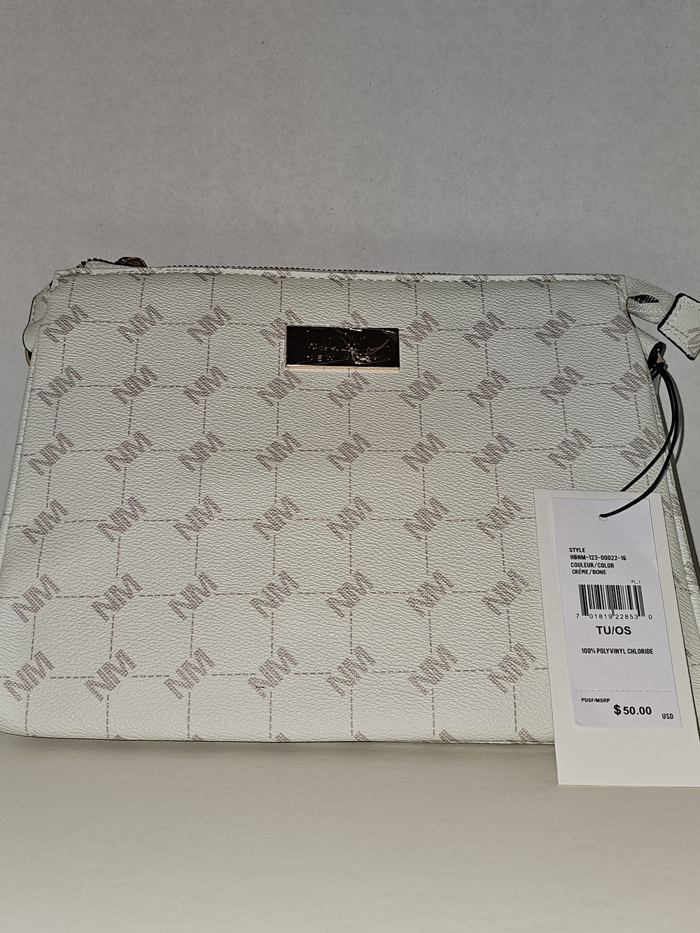 Nicole Miller White Logo-Print Crossbody with Matching Coinpurse